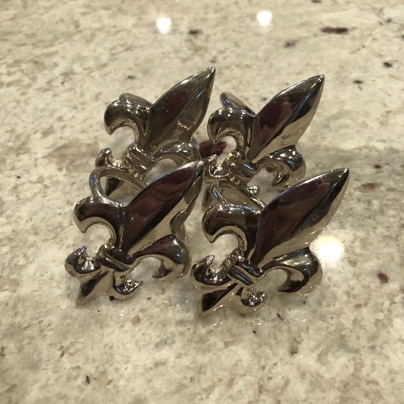 Fleur de lis napkin rings silver - Picture 2 of 4